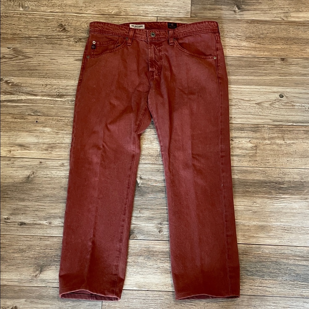 AG Adriano Goldschmied Men's Slim Jeans- Burgundy